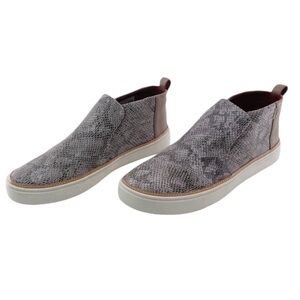 Toms Paxton Mid-Top Slip-On Sneaker Sz 10 Printed Suede Grey Snake Print
